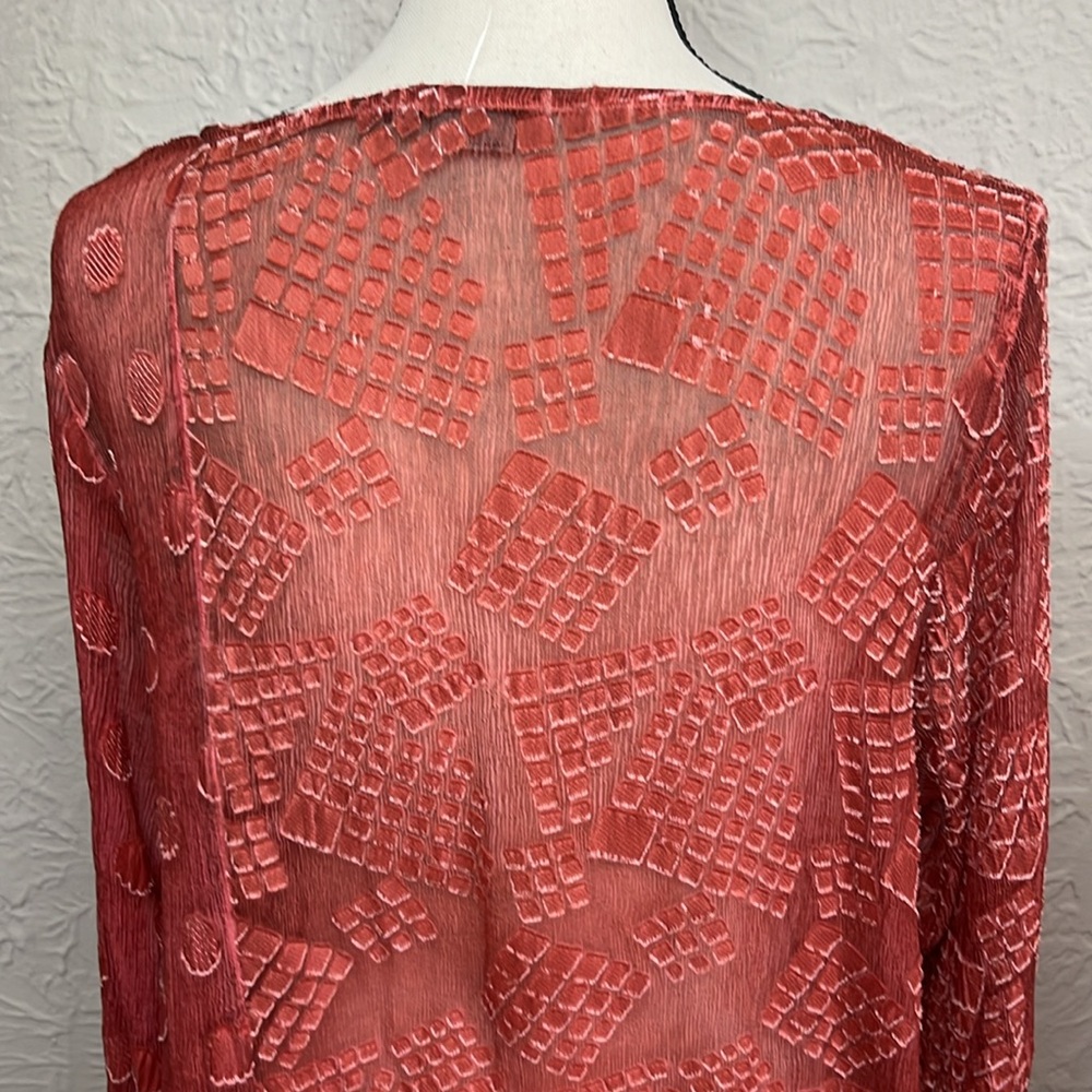 Grizas Silk Blend Patterned Sheer Top - Picture 4 of 9